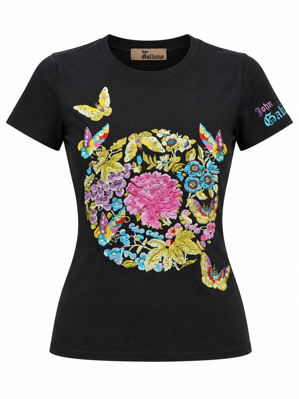 John Galliano Vintage 2002 Embroidered Butterfly T-Shirt Small
